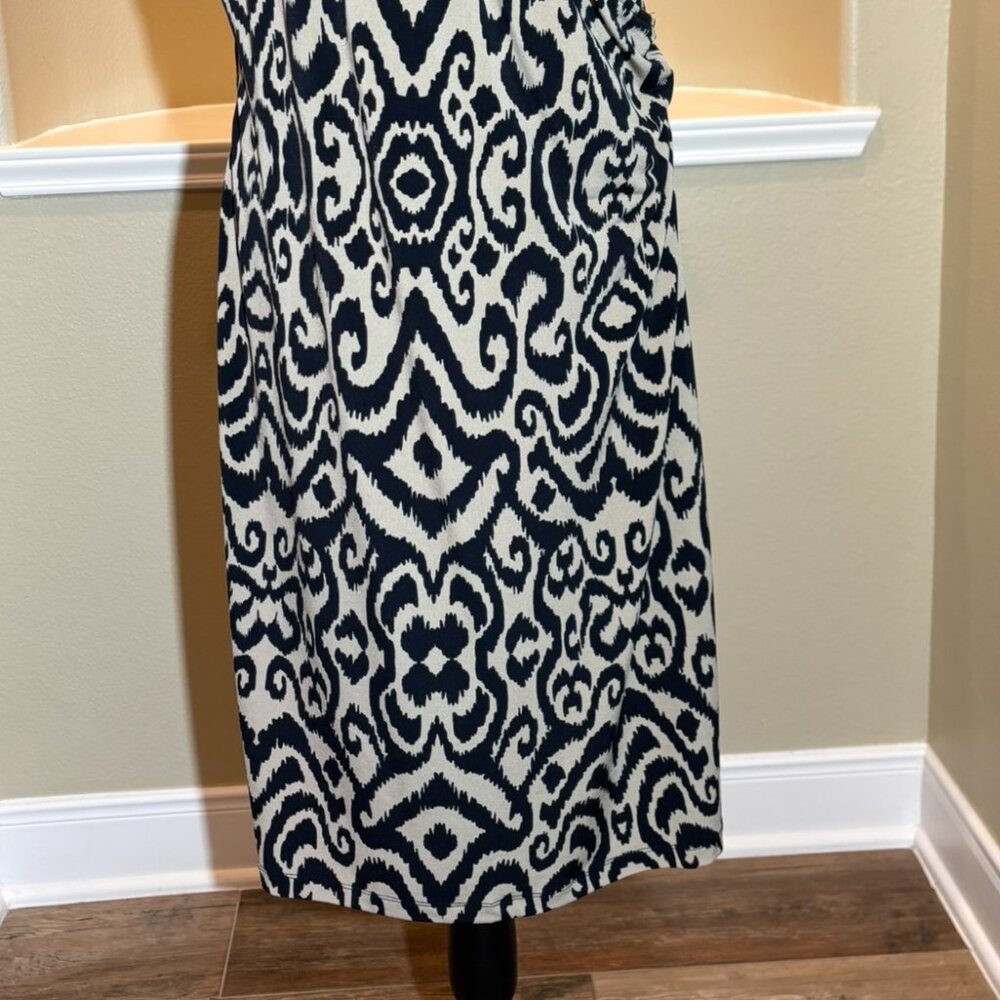 💗 Jones New York Signature Sheath Ruch Waist Short Sleeve Midi Dress Size L - Picture 4 of 11